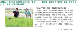 新聞記事_石川県・NOSAI石川 クロップナビ導入 高品質米生産 支えに